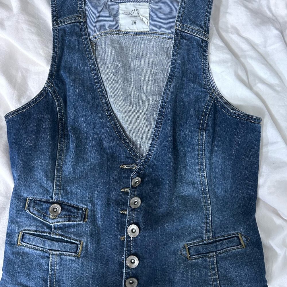 H&M Denim Vest with Striped Lining
